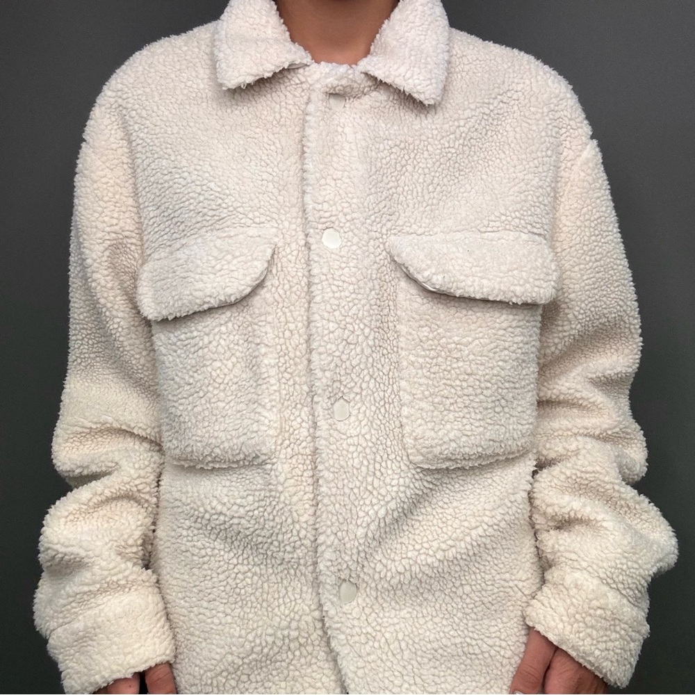 Cream Teddy Oversized Sherpa Jacket